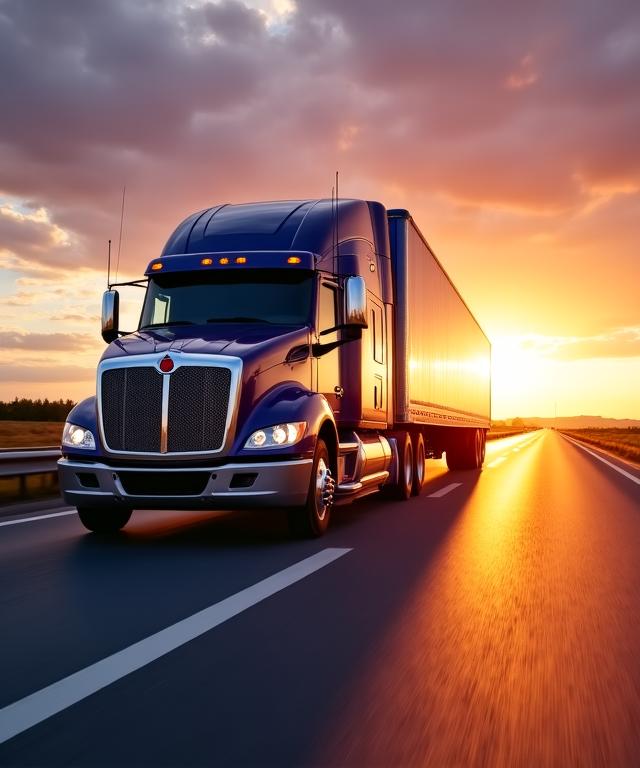 Heavy duty transport truck on a highway