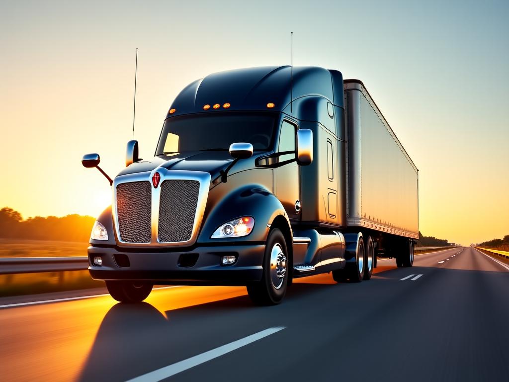 Heavy duty tractor trailer on American highway
